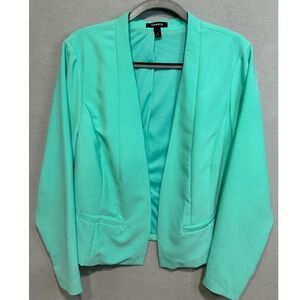 Torrid Blazer Women Size 1 Plus Size US 1X Green Open Front Shawl Collar Career